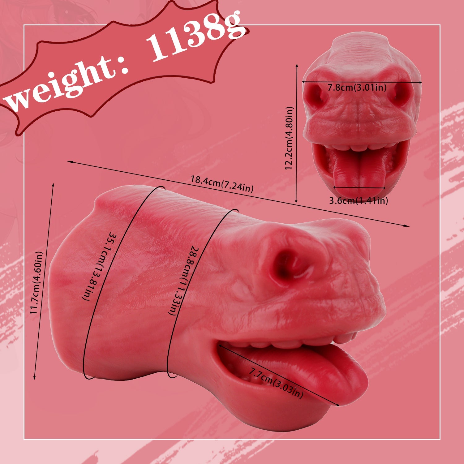 Realistic Horse Mouth Pocket Pussy – Platinum Silicone Animal Blowjob Stroker for Men Sex Toys