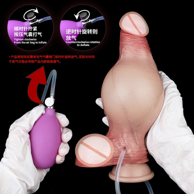 Inflatable Squirting Dildo | Pump Expansion + Cumming Simulation | Platinum Silicone by Domlust