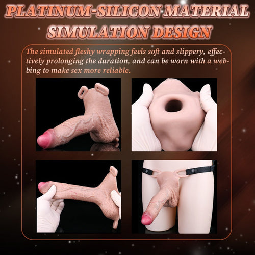7-Inch Penis Sheath Realistic Strap-on Harness -  Uncut Dildo Wearable Pants Sex Toys for Men