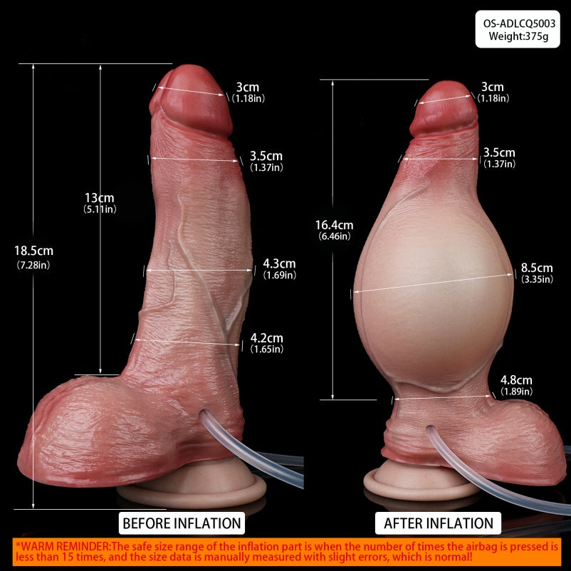 Inflatable Squirting Dildo | Pump Expansion + Cumming Simulation | Platinum Silicone by Domlust