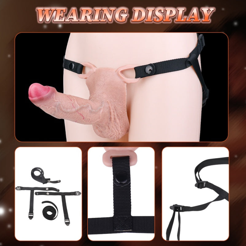 7-Inch Penis Sheath Realistic Strap-on Harness -  Uncut Dildo Wearable Pants Sex Toys for Men