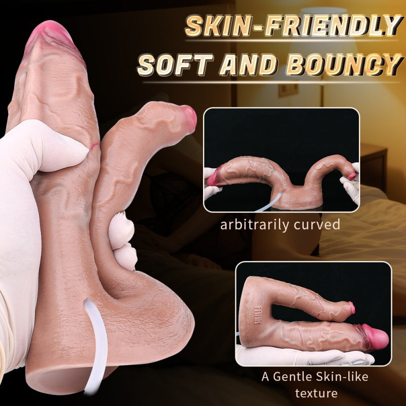 Squirting Double-Ended Dildo – Platinum Silicone Ejaculating Realistic Dildo for Women & Lesbian Couples | Domlust