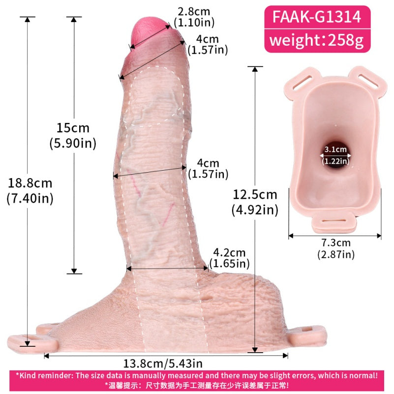 7-Inch Penis Sheath Realistic Strap-on Harness -  Uncut Dildo Wearable Pants Sex Toys for Men