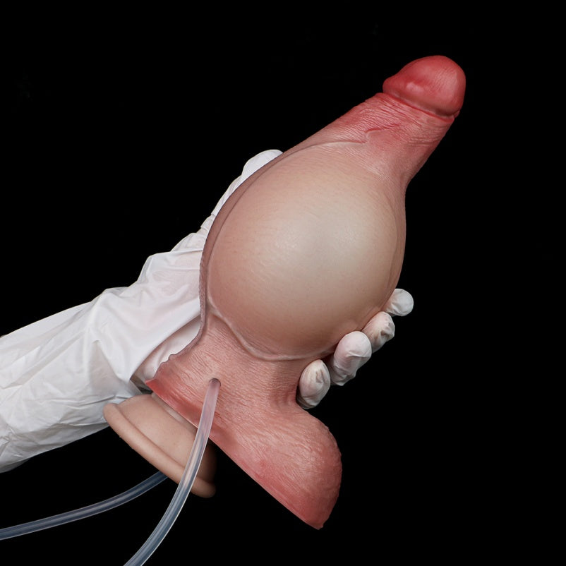Inflatable Squirting Dildo | Pump Expansion + Cumming Simulation | Platinum Silicone by Domlust