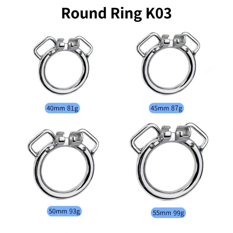 Base Rings for Chastity Cage (With Ears & Hook) – Fits Internal Side Slide Lock System Only (K03 / K04 / K04A)