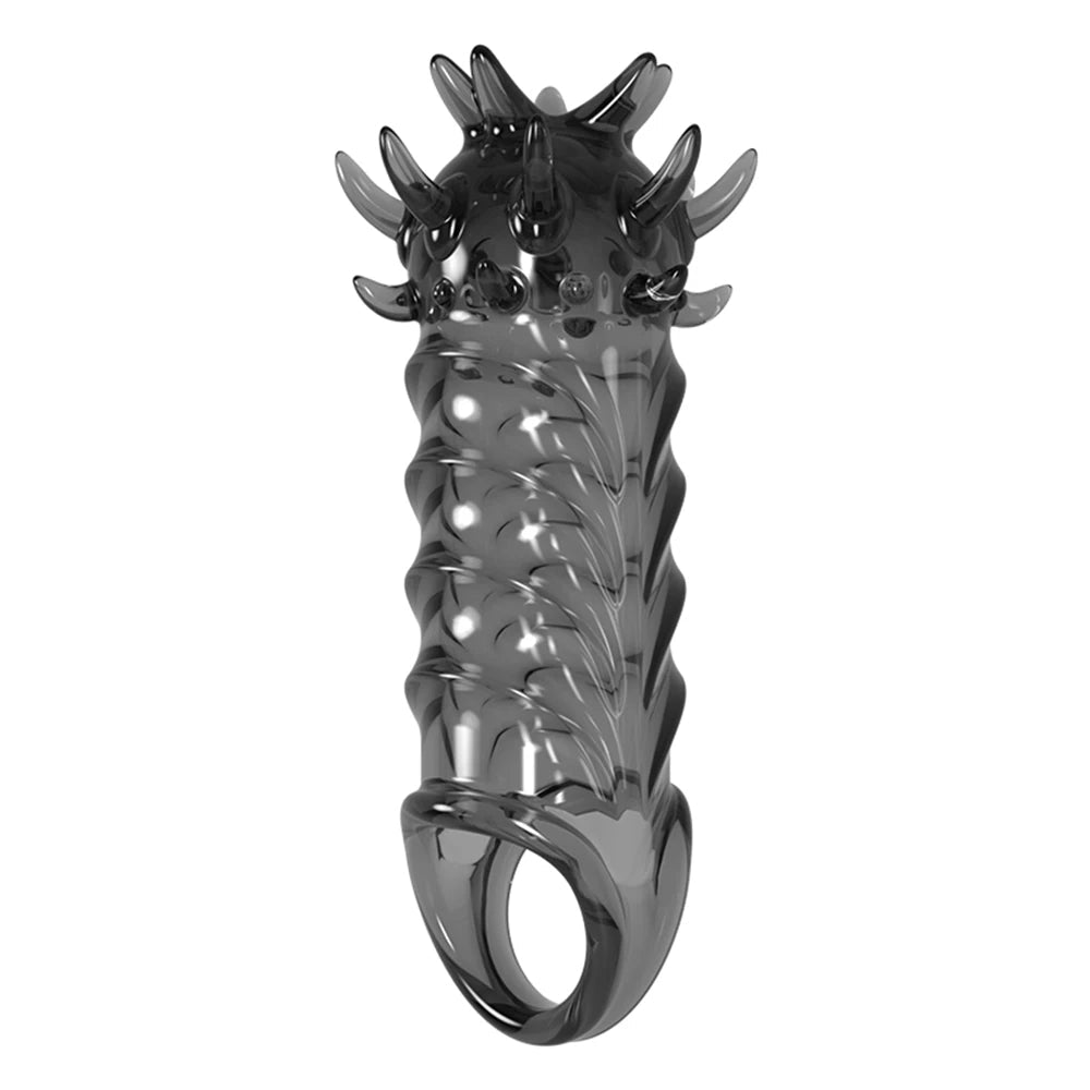 Knotted Fantasy Penis Sleeve - Stretchy Cock Ring Delay Ejaculation Condom Sex Toy for Men