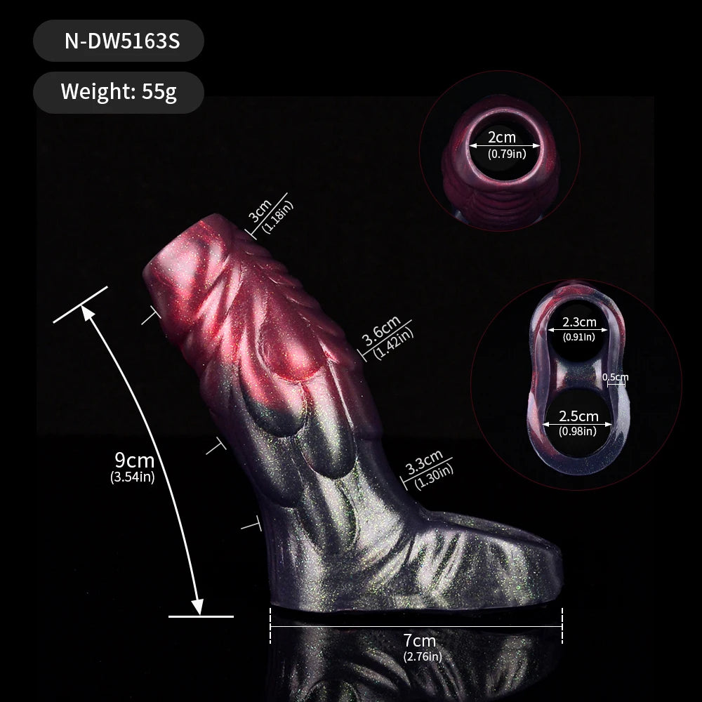 Black Samurai Cock Sleeve Men Sheath - Fantasy Silicone Delay Ejaculation Penis Extender
