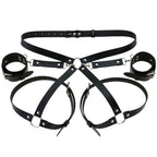 Leather Handcuffs BDSM Kit - Harness Cuffs Bondage Erotic Adult Sex Toys For Couples