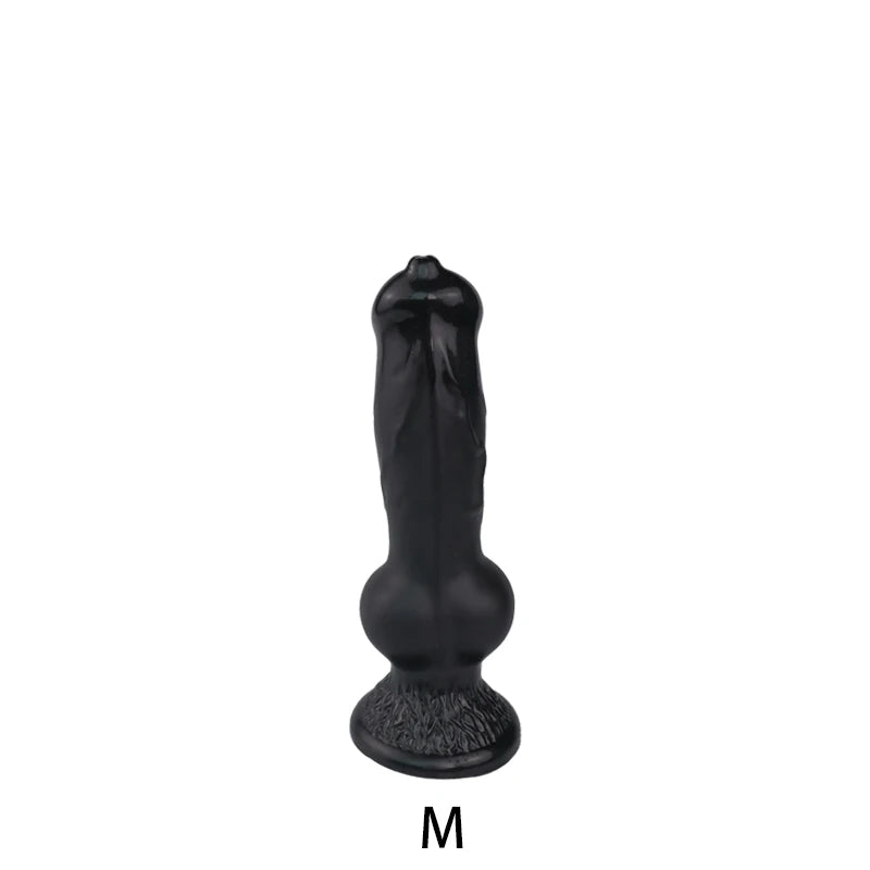 Fantasy Dog Knot Dildo Butt Plug - Big Black Suction Cup Animaldildo Female Masturbation Toys