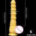 Huge Fantasy Anal Dildo Butt Plug - Golden Knotted Silicone Dildos Suctions Cup Sex Toy