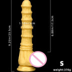 Huge Fantasy Anal Dildo Butt Plug - Golden Knotted Silicone Dildos Suctions Cup Sex Toy