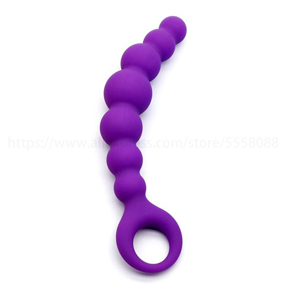 7 inch Anal Dildo Butt Plug - 7 Anal Beads Silicone Prostate Toys for Men Women