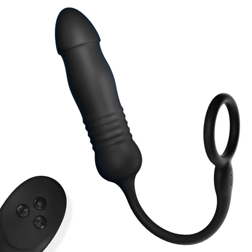 Remote Control Thrusting Anal Butt Plug - Cock Ring Delayed Ejaculation Prostate Massager