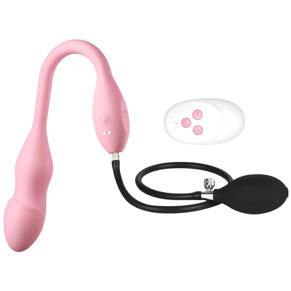 Remote Control Inflatable Vibrating Butt Plug - Fantastic Pink Dildo Vaginal Fullness Sex Pleasure