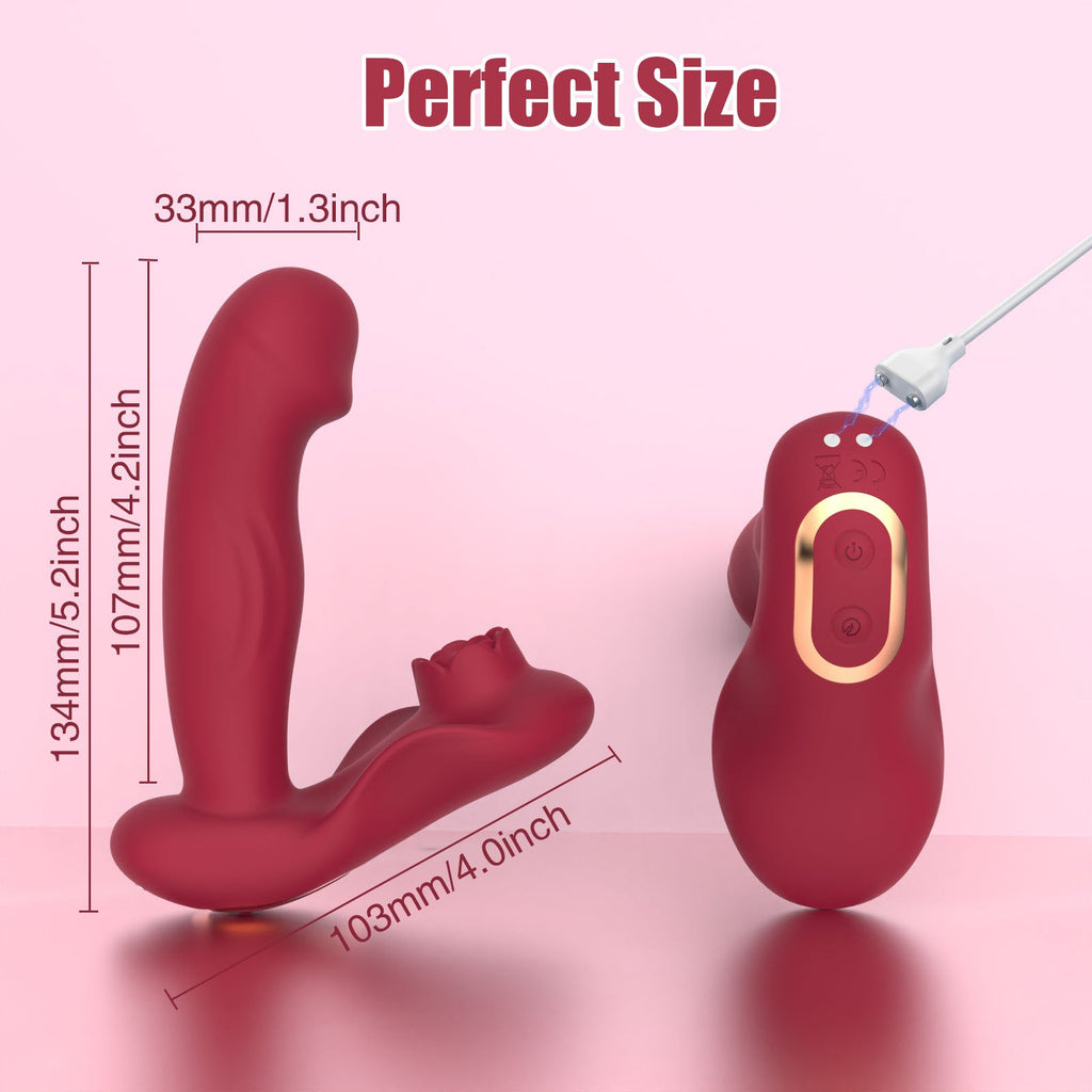 Remote Control G Spot Clitoral Vibrator - Rose Clit Sucking Finger Prostate Massager