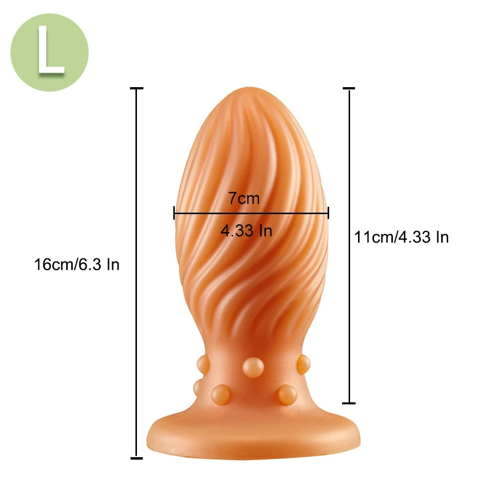 Knotted Silicone Anal Butt Plug - Sprial Anal Dilator Expansion Vagina Prostate Massager