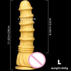Huge Fantasy Anal Dildo Butt Plug - Golden Knotted Silicone Dildos Suctions Cup Sex Toy