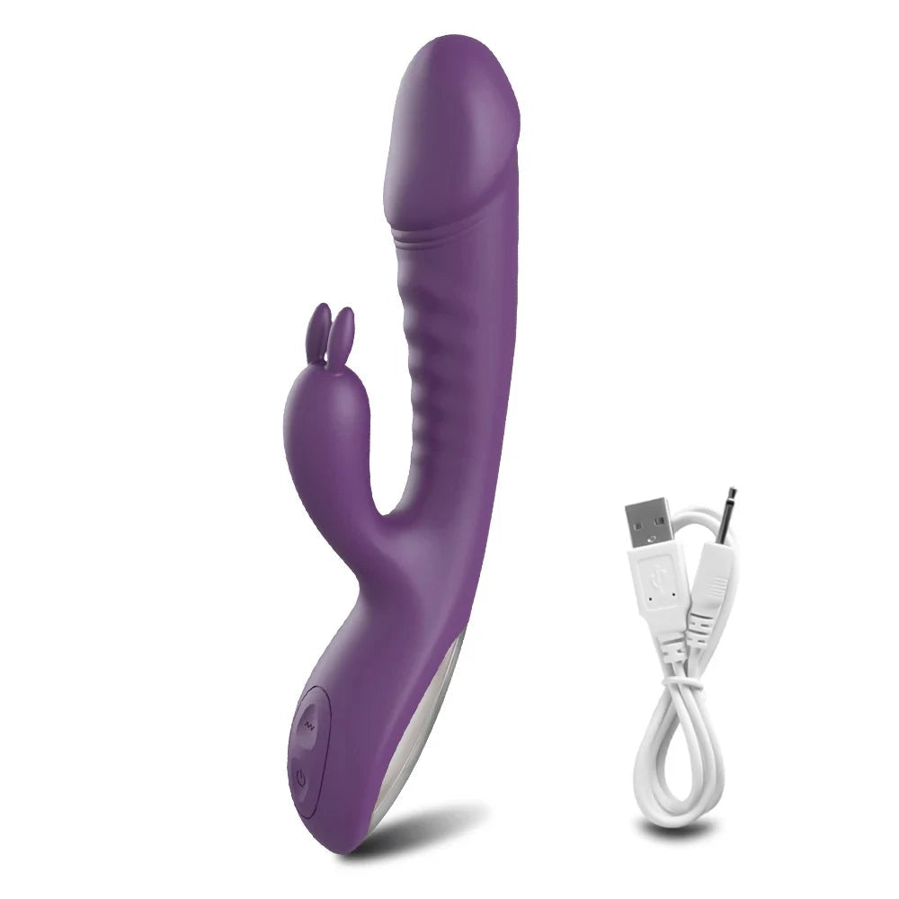 Clit Clamps Rabbit Vibrator - Vibrating Dildo Double End G Spot Clitoral Stimulator