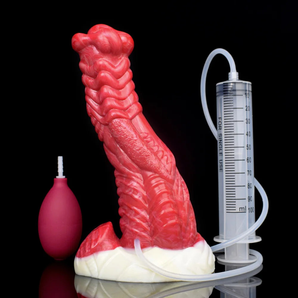 Squirting Dragon Dildo Crawl Clit Stimulation Butt Plug - Silicone Cumming Women Masturbator