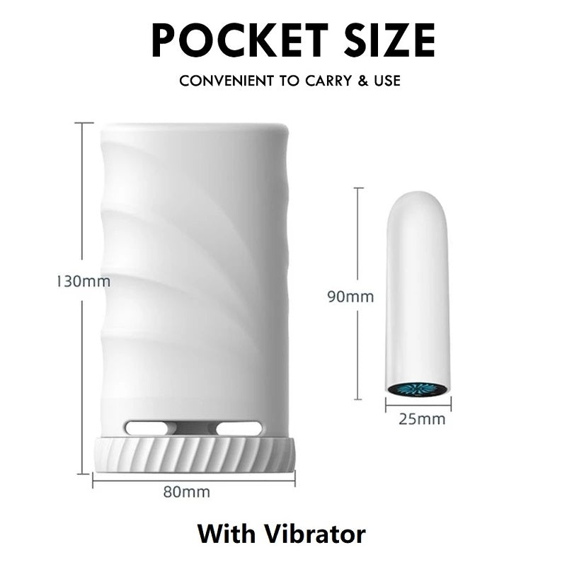Vibrating Pocket Pussy Male Masturbator - 3 Masturbation Sleeve Vaginal Penis Massager