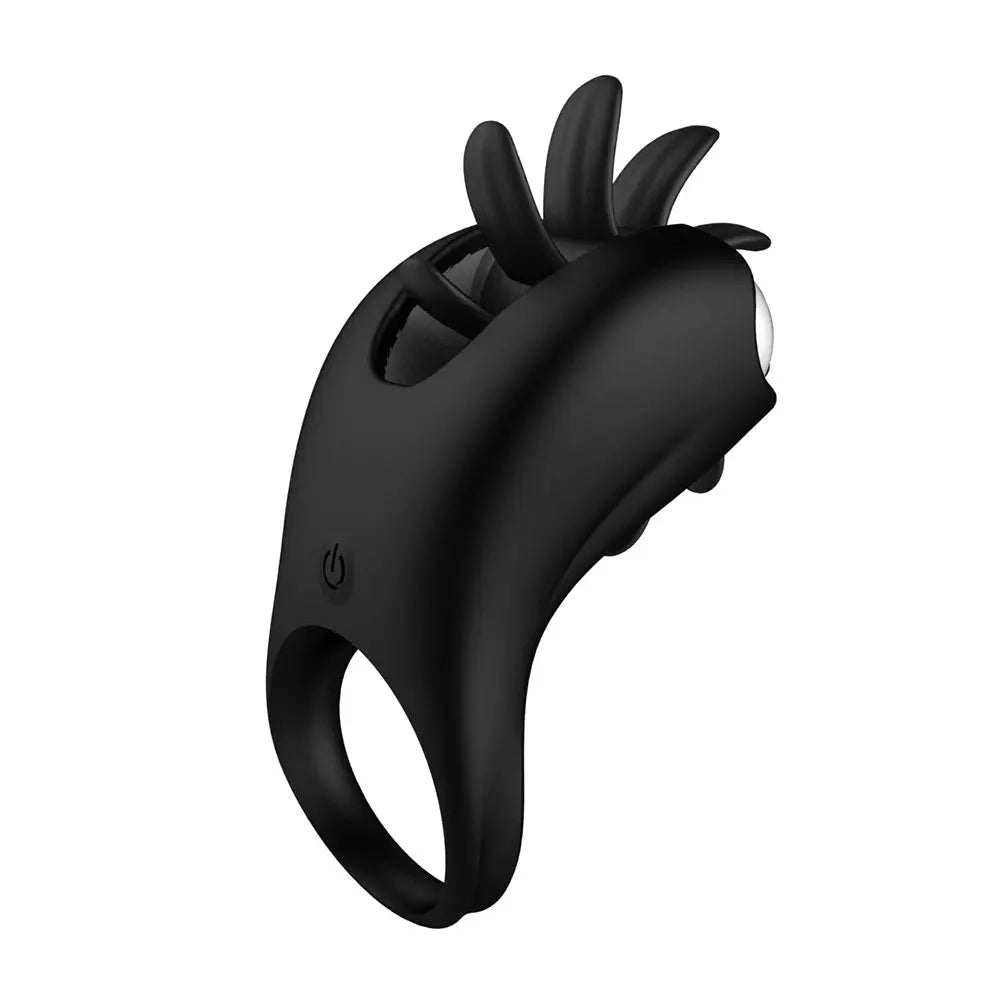 Vibrating Cock Ring Tongue Licking Clit Stimulator - 10 Modes Delayed Ejaculation Enhanced Pleasure