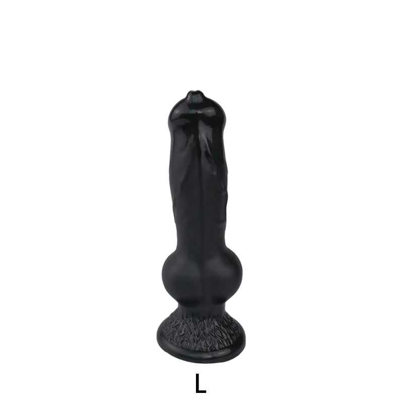 Fantasy Dog Knot Dildo Butt Plug - Big Black Suction Cup Animaldildo Female Masturbation Toys