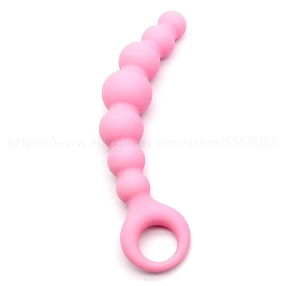 7 inch Anal Dildo Butt Plug - 7 Anal Beads Silicone Prostate Toys for Men Women