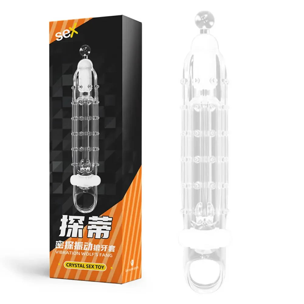 Cock Sleeve Vibrating Penis Enlarger - Vagina Clit Stimulator Condom Male Sex Toy