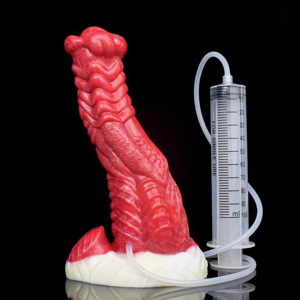 Squirting Dragon Dildo Crawl Clit Stimulation Butt Plug - Silicone Cumming Women Masturbator