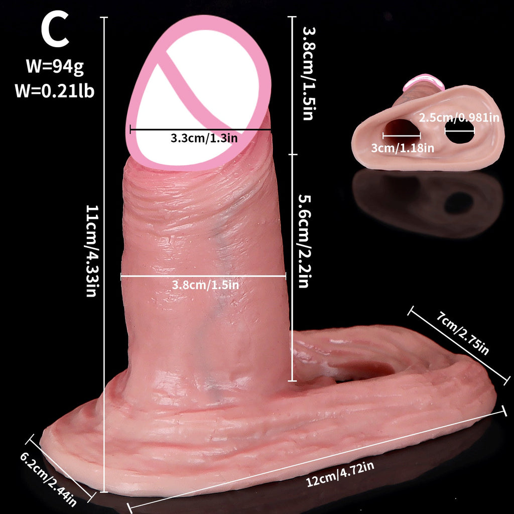 Realistic Cock Sleeve Mals Sex Toys - Lifelike Large Big Girth Silicone Penis Enlarger