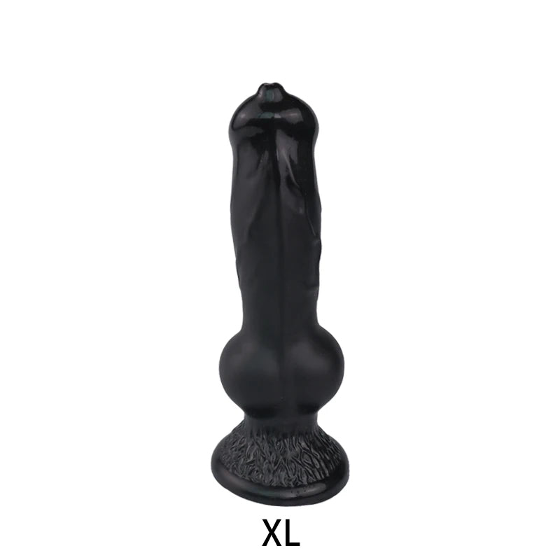 Fantasy Dog Knot Dildo Butt Plug - Big Black Suction Cup Animaldildo Female Masturbation Toys