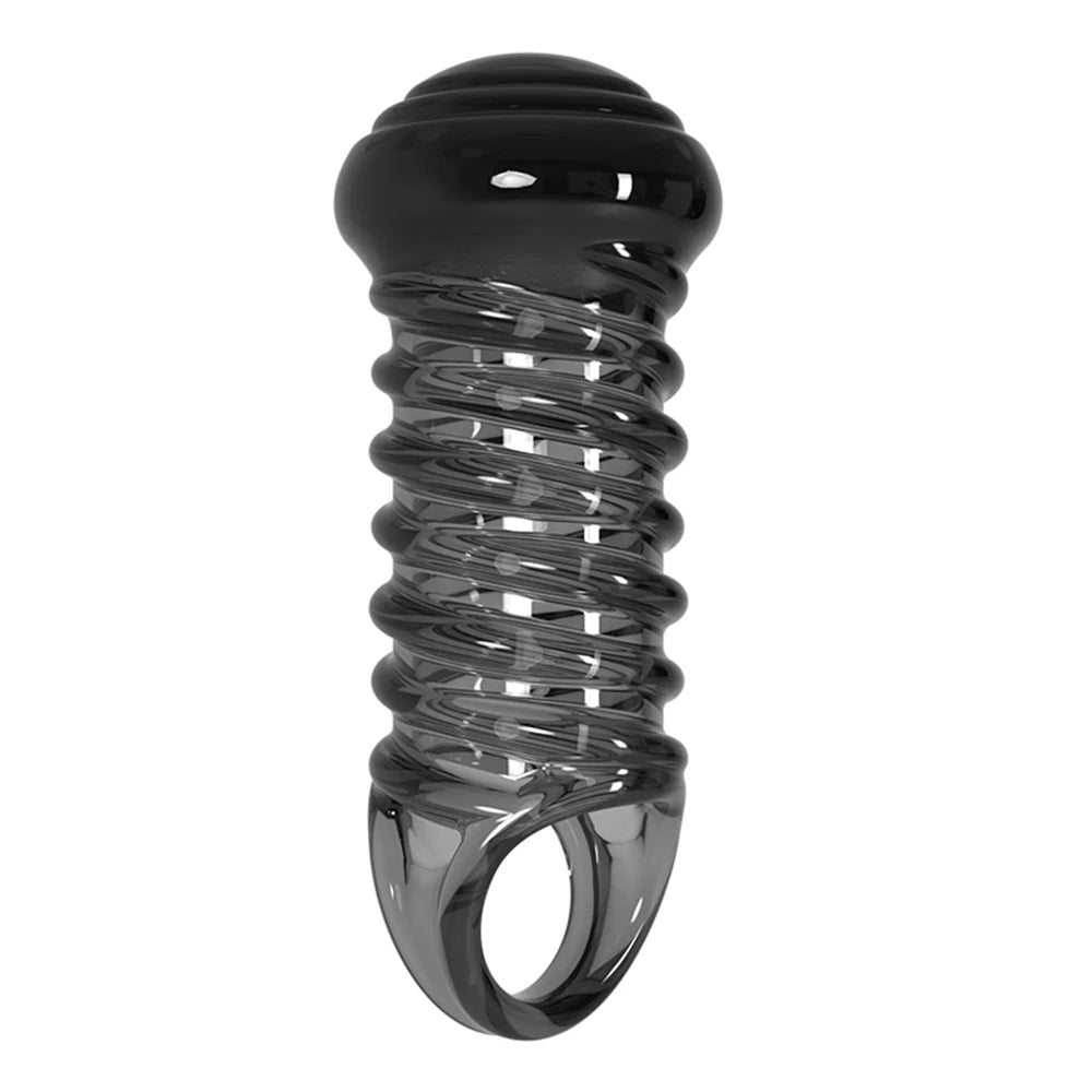 Knotted Fantasy Penis Sleeve - Stretchy Cock Ring Delay Ejaculation Condom Sex Toy for Men