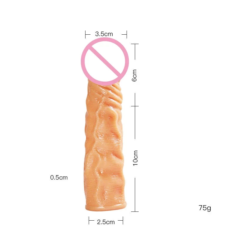 Realistic Dildo Cock Sleeve Male Sex Toys - Condom Penis Extender Vagnia Anal Stimulator