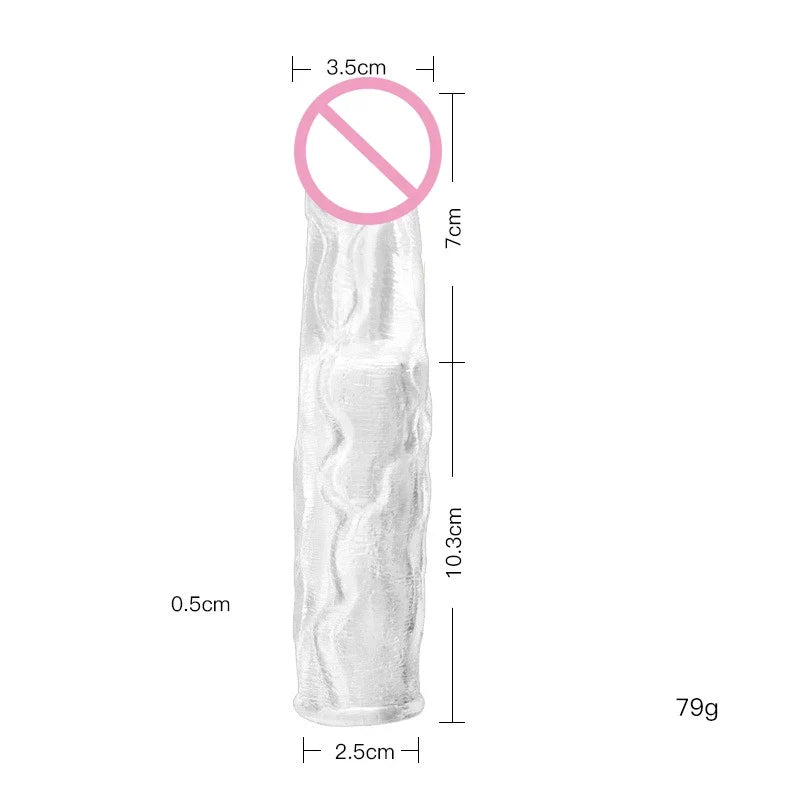 Realistic Dildo Cock Sleeve Male Sex Toys - Condom Penis Extender Vagnia Anal Stimulator