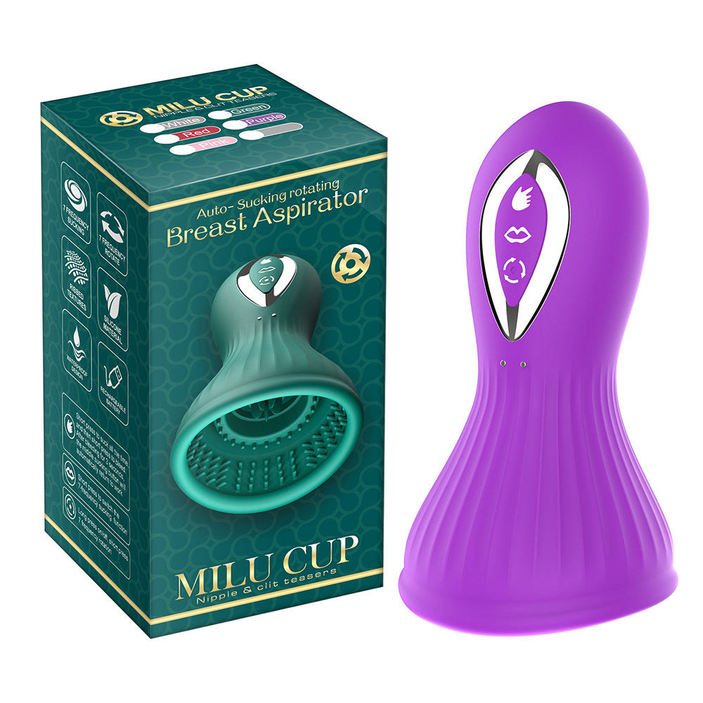 Oral Sex Sucking Female Masturbation Cup - Clit Nipple Rotating Clamp Women Vibrator