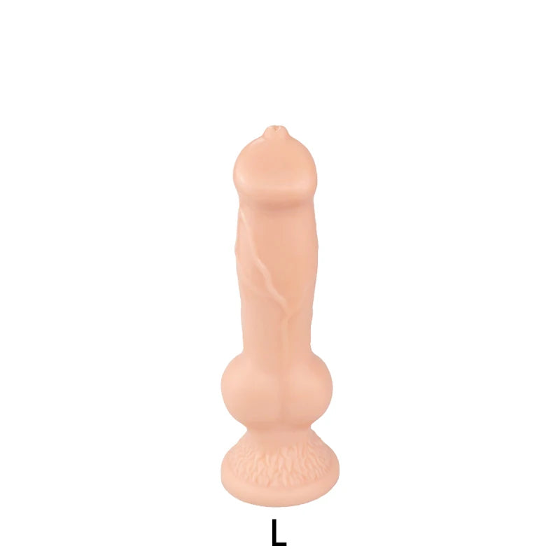 Fantasy Dog Knot Dildo Butt Plug - Big Black Suction Cup Animaldildo Female Masturbation Toys
