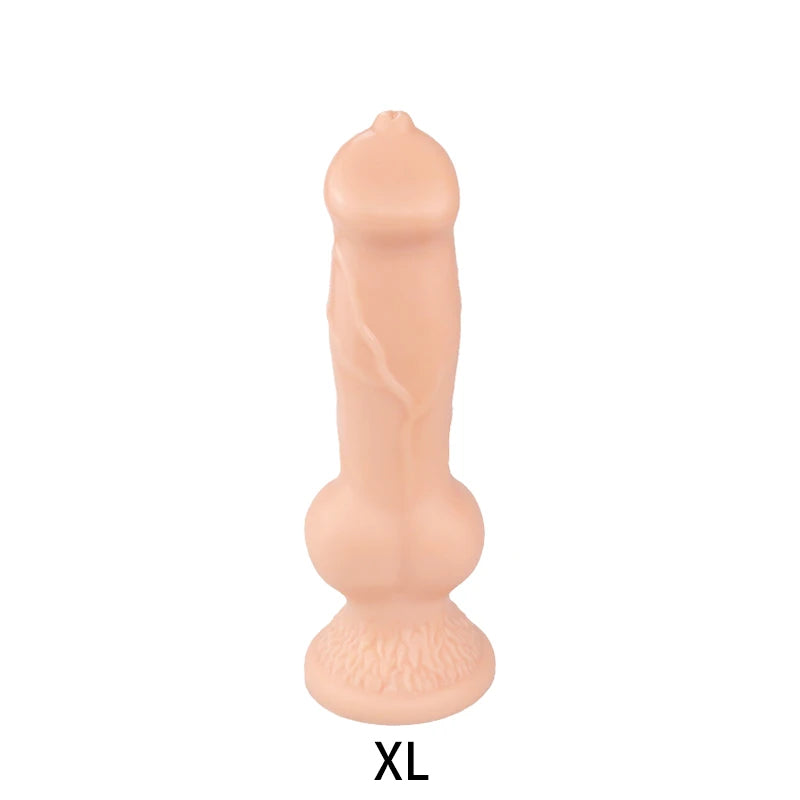 Fantasy Dog Knot Dildo Butt Plug - Big Black Suction Cup Animaldildo Female Masturbation Toys