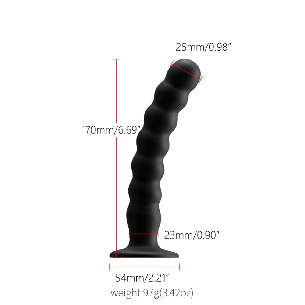 Silicone Butt Plug - 7 Pull Beads Anal Dildo G Spot Prostate Massager