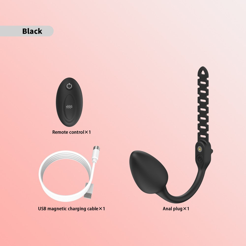 Vibrating Anal Plug for Chastity Cage – Adjustable Strap Prostate Massager with 10 Modes (Remote Control, Silicone)