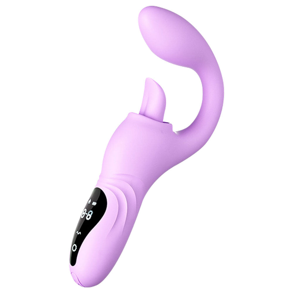 Finger Anal Dildo G Spot Vibrator Tongue Clit Stimulator - Handheld LED Panel Silicone Sex Toy for Women