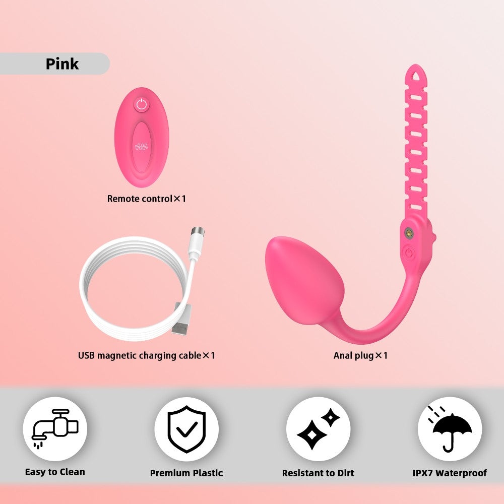 Vibrating Anal Plug for Chastity Cage – Adjustable Strap Prostate Massager with 10 Modes (Remote Control, Silicone)