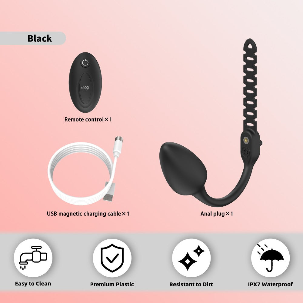 Vibrating Anal Plug for Chastity Cage – Adjustable Strap Prostate Massager with 10 Modes (Remote Control, Silicone)