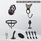 Spiked Chastity Cage Harness Set with Remote Vibrating Anal Plug GSD