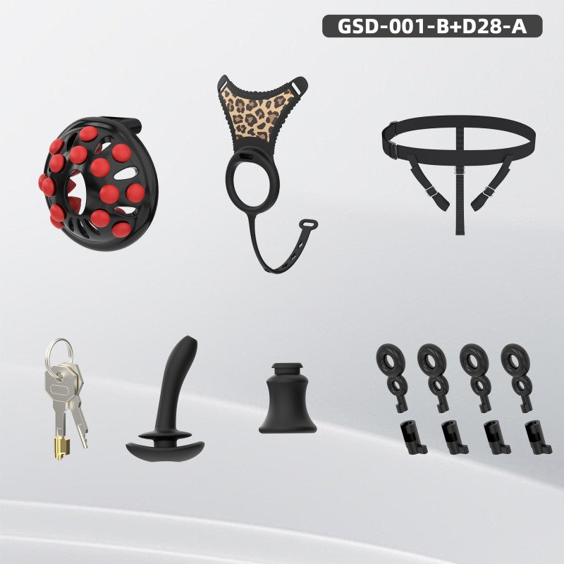 Silicone Chastity Thong Set with Vibrating Plug & Soft Spike Cage-GSD Series