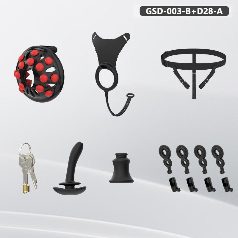 Silicone Chastity Thong Set with Vibrating Plug & Soft Spike Cage-GSD Series