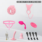 Flat Head Silicone Chastity Harness with Vibrating Plug & Remote Control-GSD Series