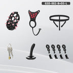 Spiked Chastity Cage Harness Set with Remote Vibrating Anal Plug GSD
