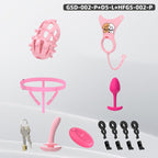 Spiked Chastity Cage Harness Set with Remote Vibrating Anal Plug GSD