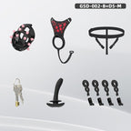 Spiked Chastity Cage Harness Set with Remote Vibrating Anal Plug GSD