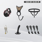 Spiked Chastity Cage Harness Set with Remote Vibrating Anal Plug GSD